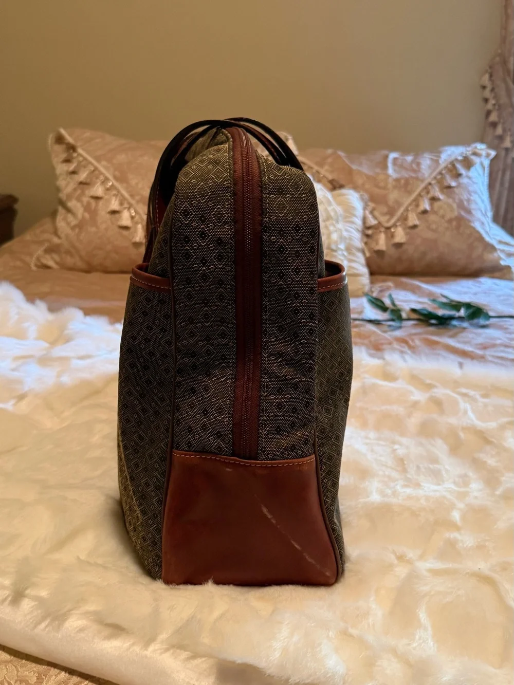 Hartmann Leather Trim Travel Tote / Laptop Bag Organizer – Very Good Condition
